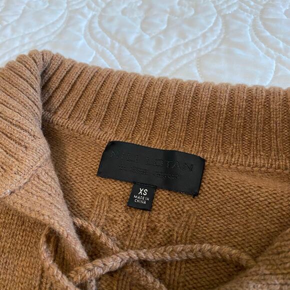 Nili Lotan Gloria Lace Up Wool Sweater Women's XS cognac Brown Minimal neutral - Picture 6 of 8